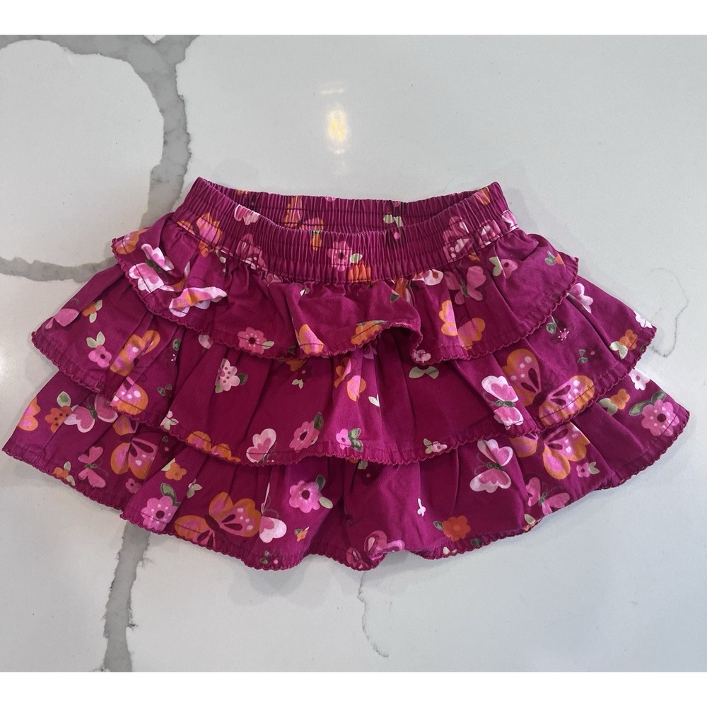 Gymboree Toddler Girls Skirt Size‎ 12-18 Months Green Pink Butterflies Flowers